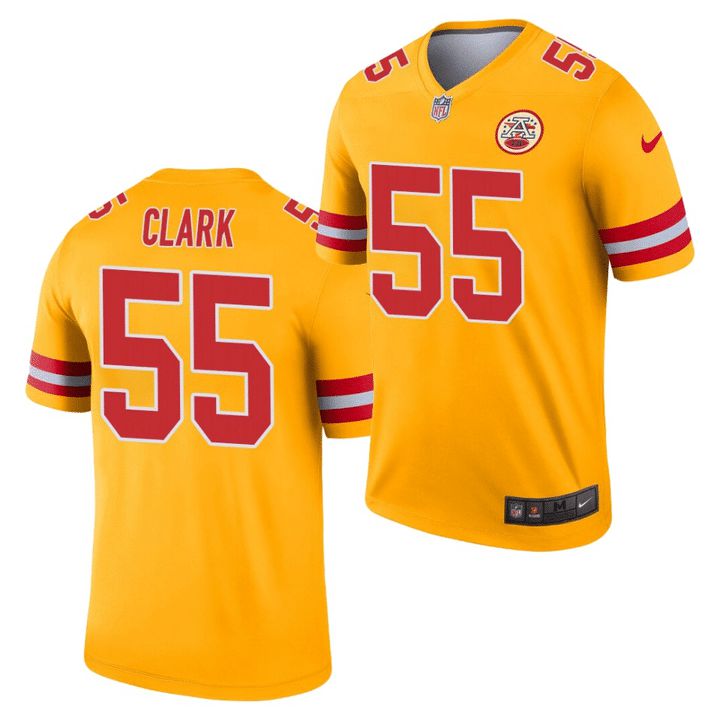 Men Kansas City Chiefs #55 Frank Clark Nike Yellow Inverted Legend NFL Jersey->kansas city chiefs->NFL Jersey